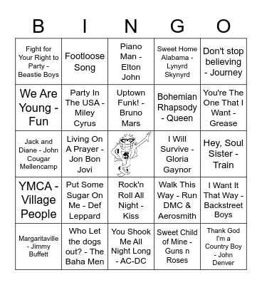 Sing-a-Long Songs Bingo Card