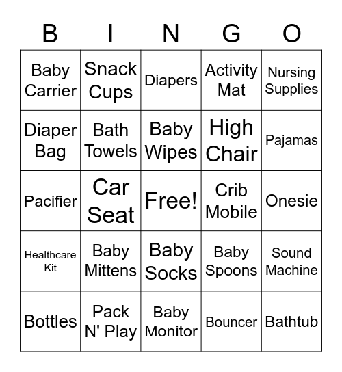 Baby Shower Bingo! Bingo Card