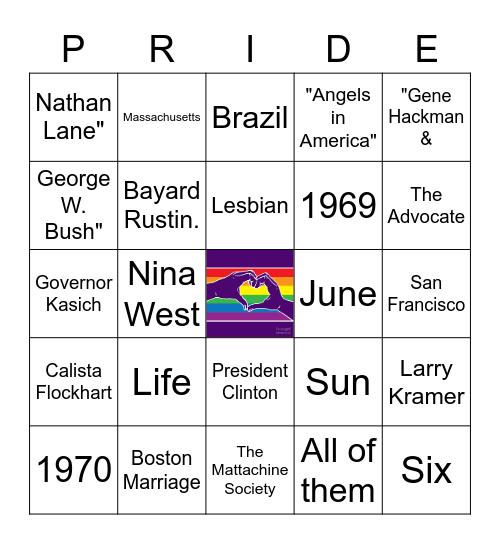 PRIDE BINGO Card