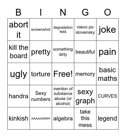 Mr Tomingo Bingo Card