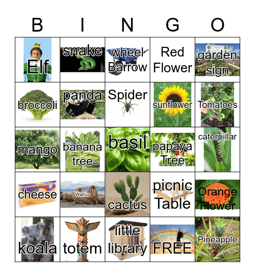 Garden Bingo Card