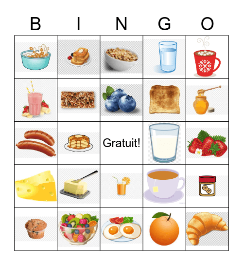 Le petit-déjeuner Bingo Card