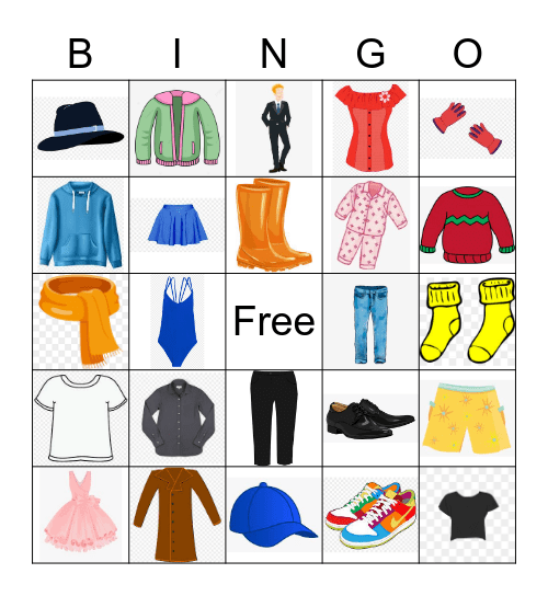 clothes Bingo Card