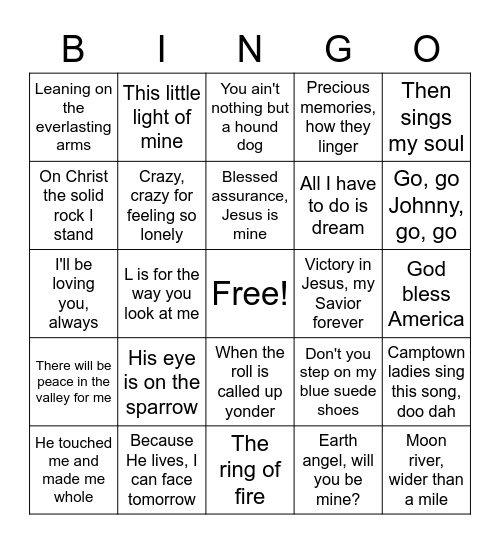 Song Lyrics BINGO 3 Bingo Card