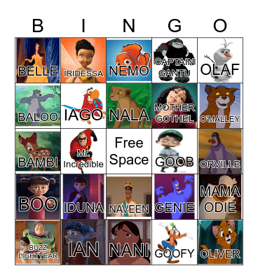 DISNEY BINGO Card