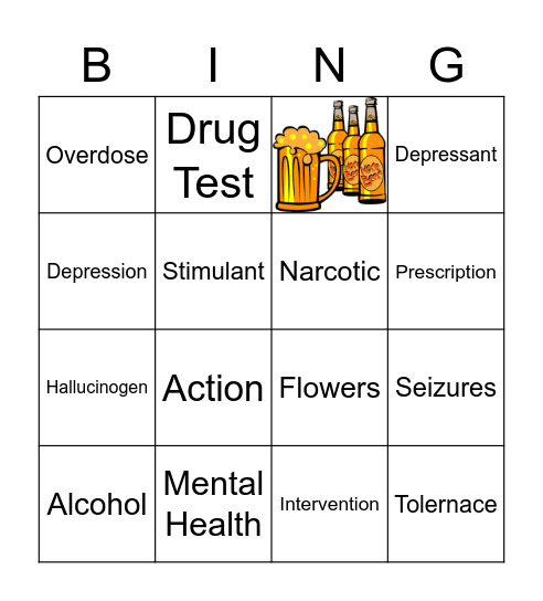 Substance Abuse and Misuse Bingo Card