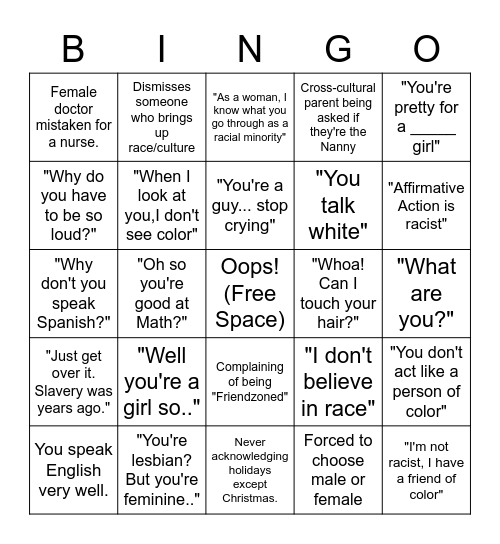 Ouch, Oops! Bingo Card