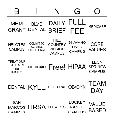 COMMUNICARE Bingo Card