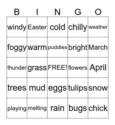 Spring is Coming! Bingo Card