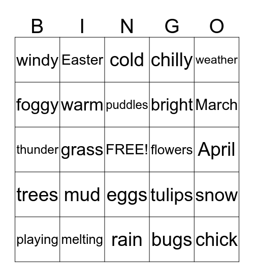 Spring is Coming! Bingo Card