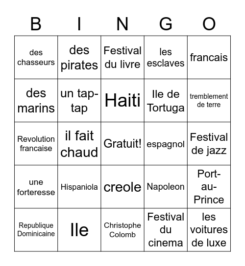 Haiti Bingo Card
