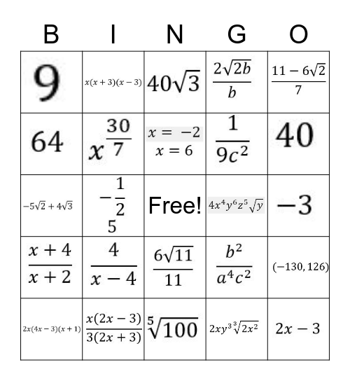 SPRING FINAL Bingo Card