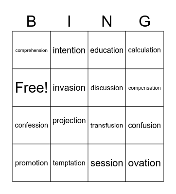 sion/tion Bingo Card