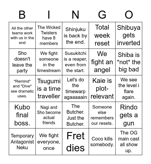 Neo Shoot-for-the-moon Predictions Bingo Card