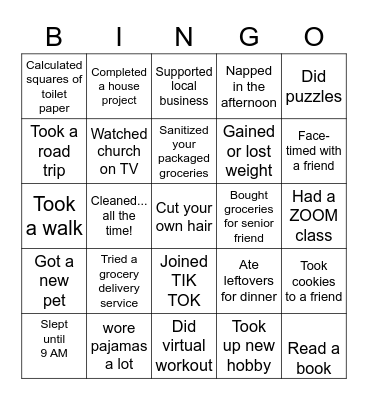 Covid-19 Bingo Card