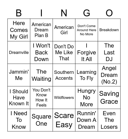 Best of Tom Petty Bingo Card