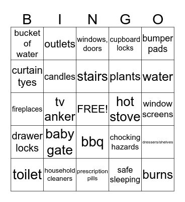 Safety Bingo Card