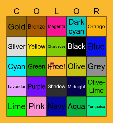 Colors Bingo Card