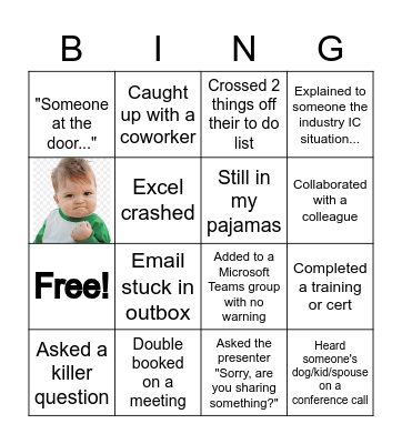 Today at the office I... Bingo Card