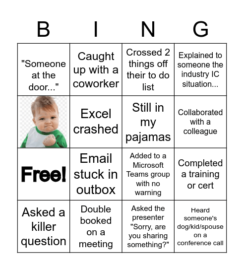 Today at the office I... Bingo Card