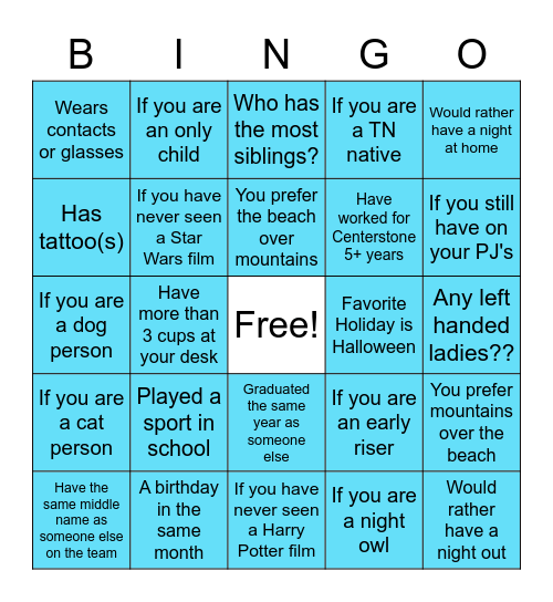 Coalition Bingo Card