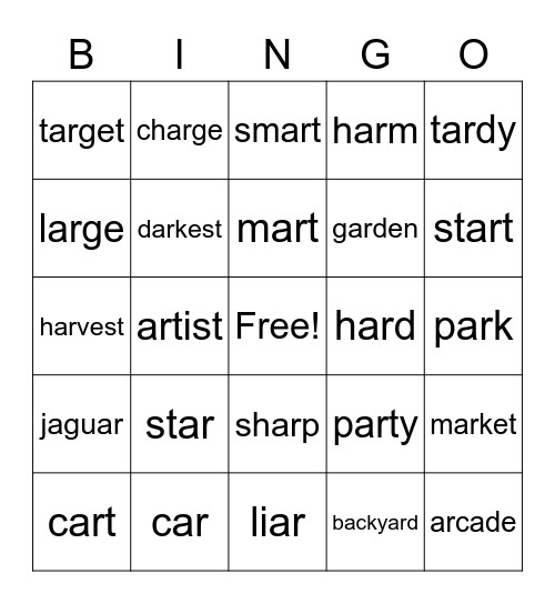 -ar Bingo Card
