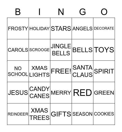 Christmas Bingo Card