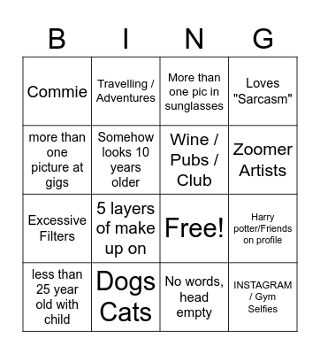 Dating App Bingo Card