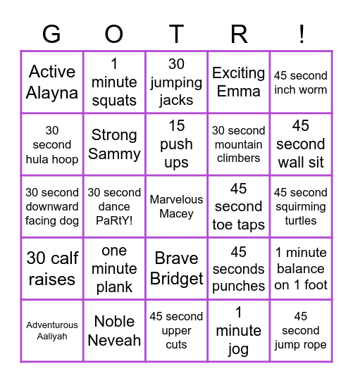 K Your Way Bingo Card