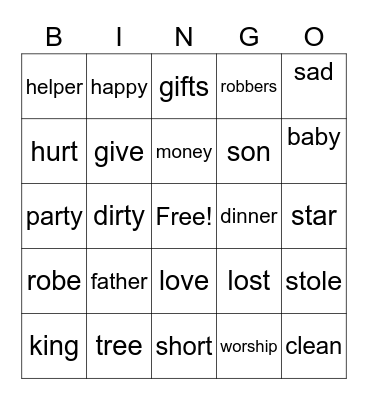 Bible stories Bingo Card