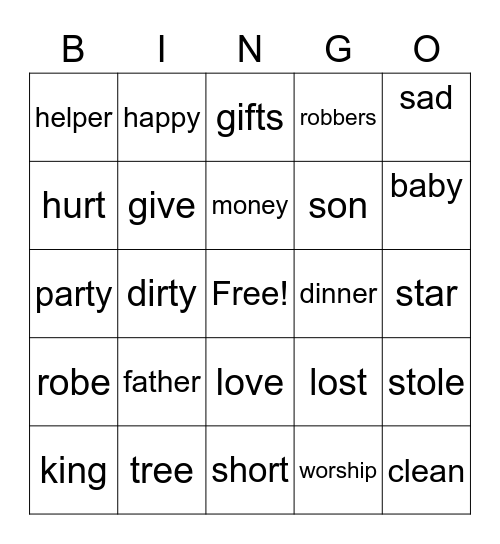 Bible stories Bingo Card