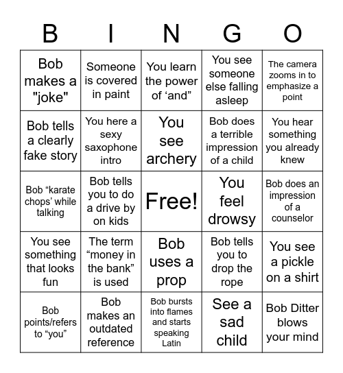 Bob Ditter Blows Your Mind! Bingo Card
