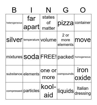 Matter Bingo Card