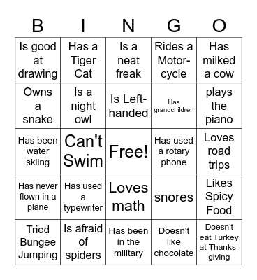"Get to Know You" Parent Bingo Card