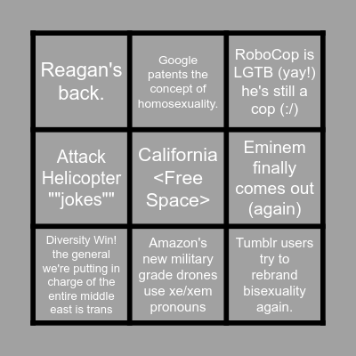Nightmare Pride Bingo Card