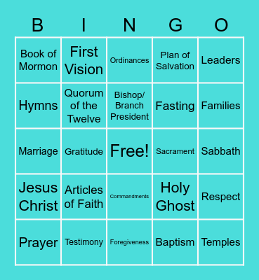 Church Bingo Card