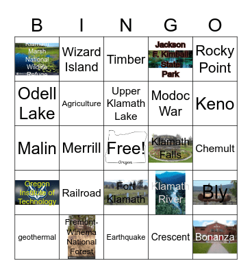 Klamath County Bingo Card