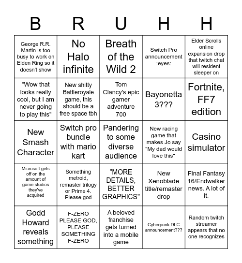 Epic Gamer 3 Bingo Card