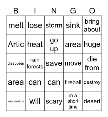 Lesson4. Save the Earth! Bingo Card