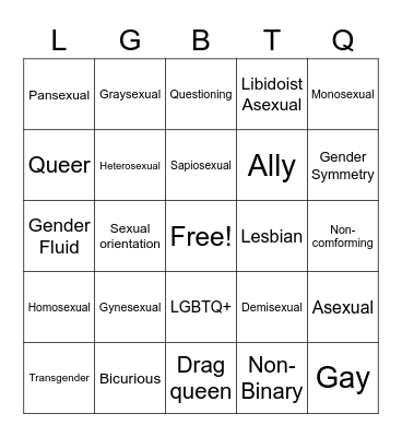 Pride Bingo Card