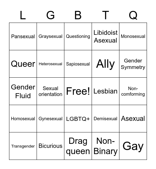 Pride Bingo Card