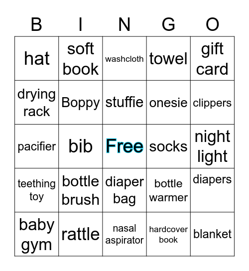 Shaina's Baby Gift Bingo! Bingo Card