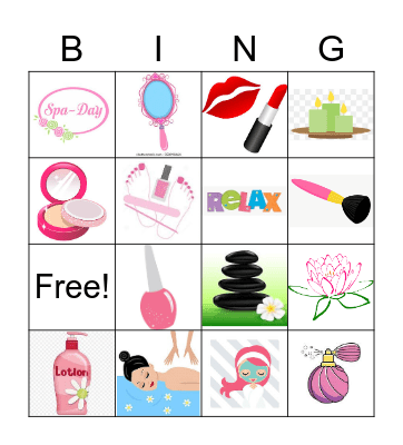 Spa Party Bingo Card