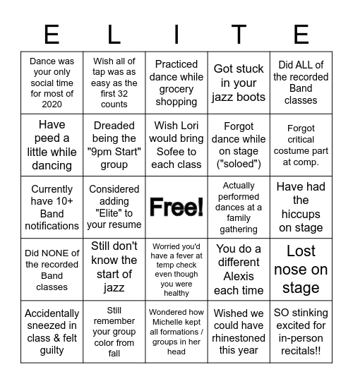 SDS Ladies 2021 Bingo Card