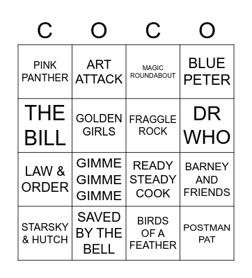 TV THEMES Bingo Card