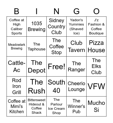 Brews Bingo Card