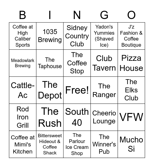 Brews Bingo Card