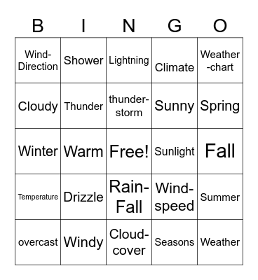 Weather Bingo Card