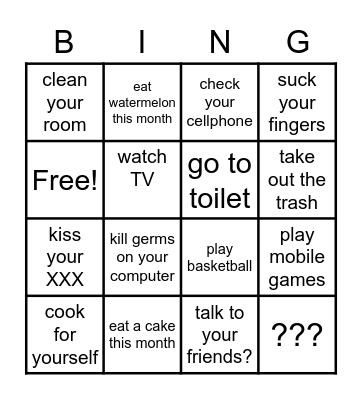 703 Bingo Friday Bingo Card