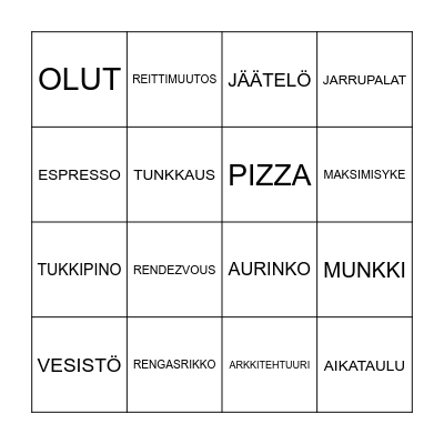 EVVK:n grävelretket Bingo Card